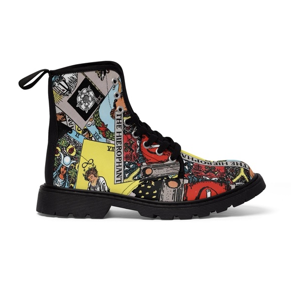 Tarot Card Women’s Canvas Boots | Rider-Waite-Smith Major Arcana Design - Picture 5 of 7